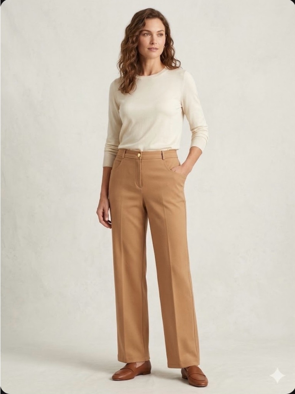 St. John sport  Camel Wide-Leg Trousers with High Waist 720